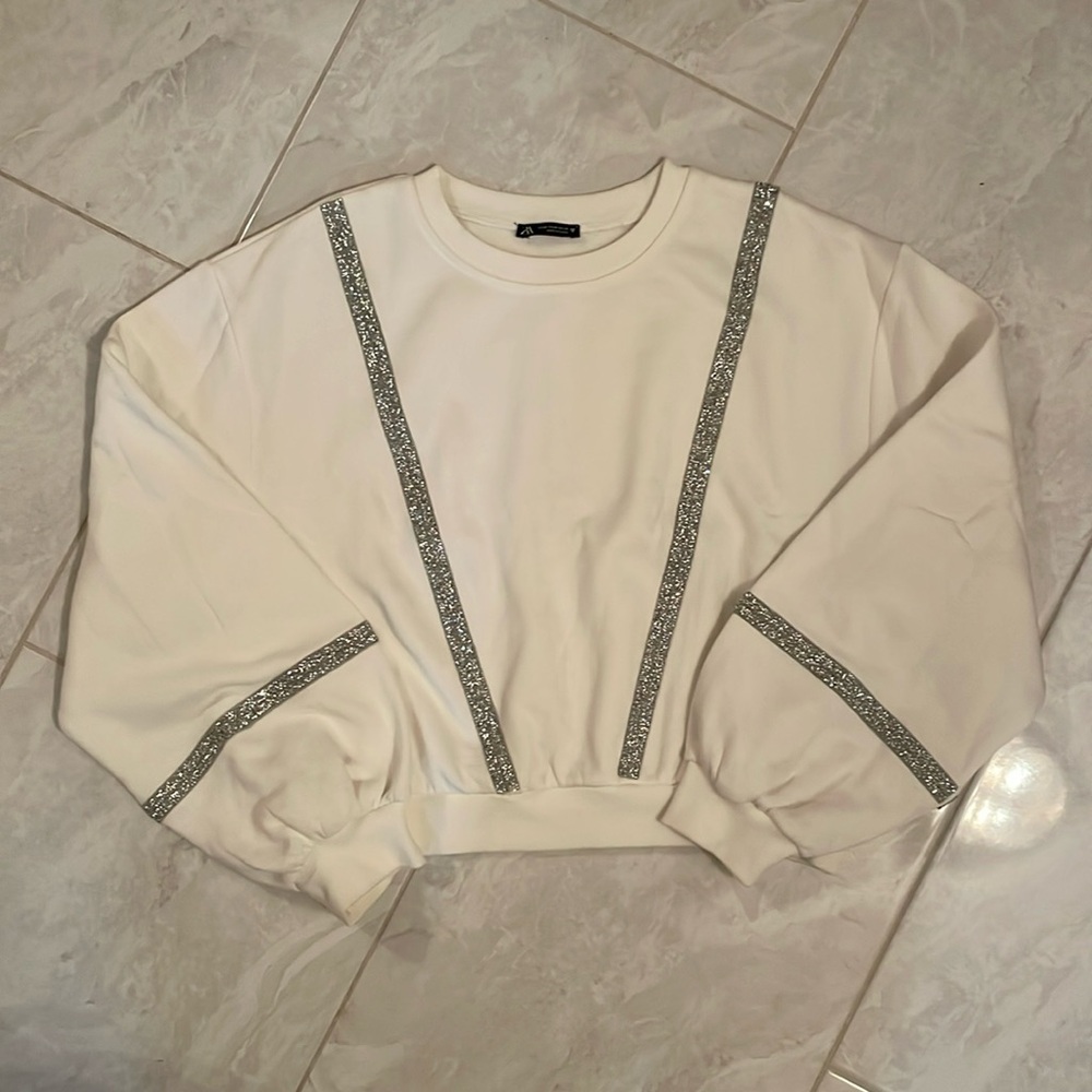 White sweater with sparkle detail